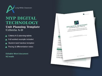 MYP Digital Technology Unit Planning Template