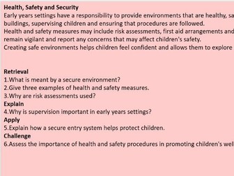 AAQ Early Childhood Development Unit 2: Keeping Children Safe Complete Comprehension Activities