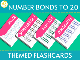 Number Bonds to 20 Themed Flashcards