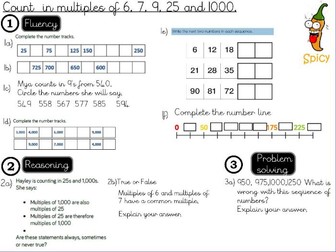 Place value - Count  in multiples of 6, 7, 9, 25 and 1000