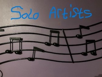 Solo Artists Music worksheet for GCSE OCR Music.