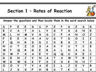 National 5 Chemistry Unit 1 Section 1 Rates of Reaction Wordsearch