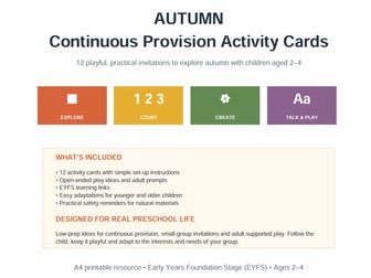 Autumn Continuous Provision Activity Cards | EYFS | Ages 2–4