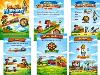 Simple Machines for Kids | STEM Worksheets | Physics Activities | Science Printable | Age 6–9 | PDF
