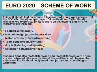 Euro 2020 (2021) Unit with football commentary,  mascot design and other activities.