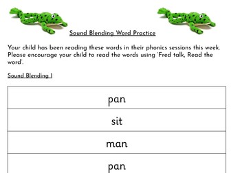 RWI All Sound Blending Words Homework Sheets