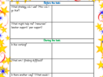 Meta cognition self assessment sheets