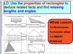 Properties of rectangles and triangles - Missing angles - Facts ks2