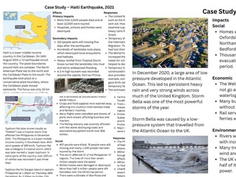 Case study knowledge organiser  - The challenge of natural hazards