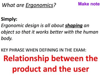 D&T GCSE Revision Presentation - Ergonomics / Anthropometrics (Human factors)