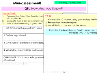 Mini Assessment – Hume and Wiles on Miracles (AO1, 10 Marks)