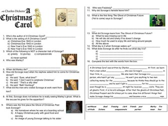 A Christmas Carol Video Comprehension Worksheet