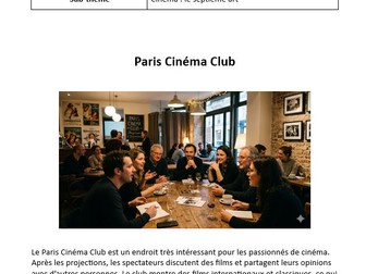 AQA French A Level stimulus card - Paris Cinéma Club