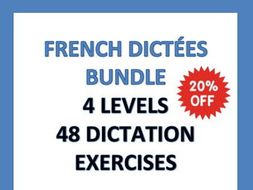 GCSE FRENCH: 48 French Dictation Exercises Bundle - Dictées - 4 Levels