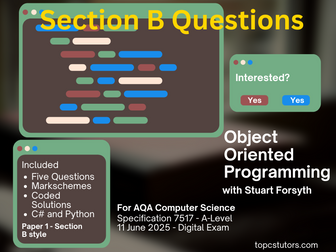 AQA Computing OOP Questions for Section B