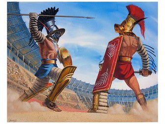 Roman Gladiators battle - Descriptive writing with templates, pictures and differentiation KS2