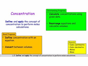 Concentration x3 Lessons, H & F Trilogy + Triple, GCSE AQA Quantitative Chem
