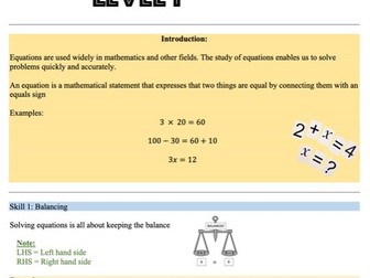 Equations - Level 1 - Learn at home