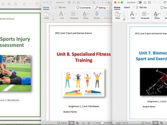 BTEC L3 Sport and Exercise Science Units 7, 8 & 15 Resource Bundle