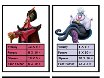 2, 5 and 10s Disney Villains Top Trumps