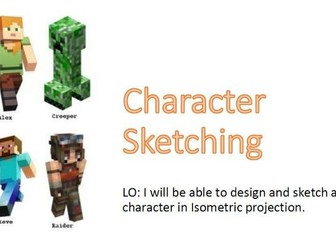 Isometric Minecraft Characther Sketch