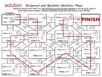 Trigonometric Maze -1. Reciprocal and quotient identities
