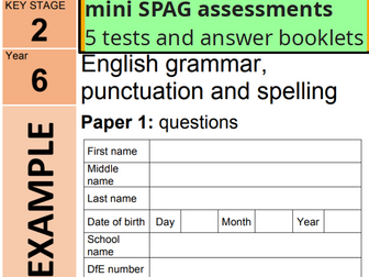 Year 6: mini SPAG test pack (5 tests with answers)