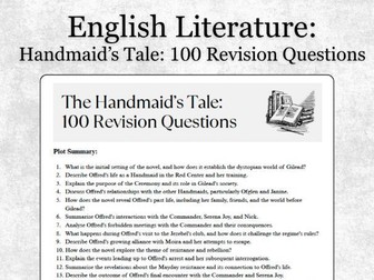 The Handmaid's Tale: 100 Revision Questions for A-level Language and Literature