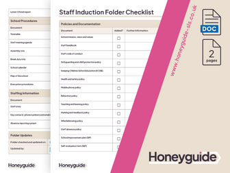 Staff Induction Folder Checklist