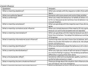 Psychology Paper 1 Edxcel folding revision questions