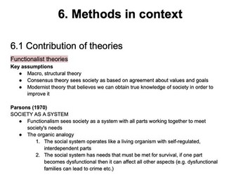 A-level AQA Sociology theory and methods condensed notes