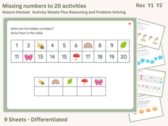 Missing Numbers to 20 - Nature Theme - Reasoning and Problem Solving