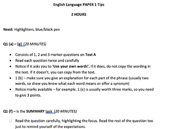 Cambridge iGCSE English Language (0500) Paper 1 Exam Tips