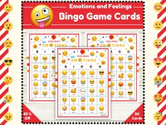 Feelings and Emotions Bingo Game Cards : Emotional Intelligence Challenge