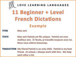 GCSE FRENCH: 11 Beginner + French Dictées