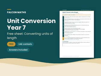 FREE Unit Conversion Worksheet – Year 7 – UAE Context (Length) with Answers