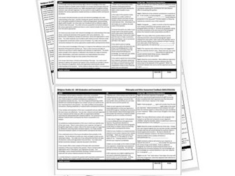 EDUCAS/WJEC Marking Feedback Sheets AS A2 A Level Religious Studies