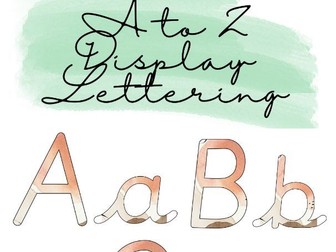 Neutral Earth Tones Pink Watercolour Cursive Classroom Display Lettering Upper and Lower Case A to Z