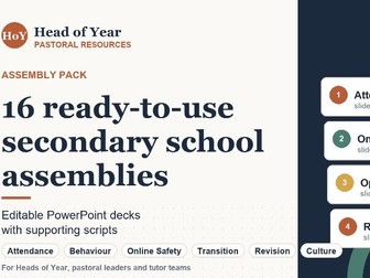Head of Year Assembly Pack: 16 Ready-to-Use Secondary School Assemblies