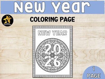 2026 New Year Mosaic Coloring Page | Zen Doodle Coloring Sheet