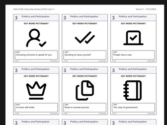 AQA Citizenship Theme 3 'Politics and Participation' Keyword Quiz Cards