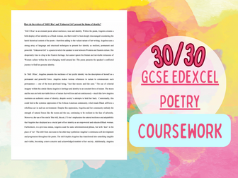 30/30 GCSE Edexcel Poetry Coursework