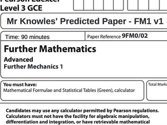 Further Mechanics 1 Predicted Paper 2022 v1 - A-level Further Maths