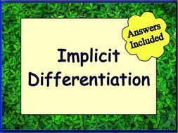 Implicit Differentiation Worksheet + Answers | Teaching Resources