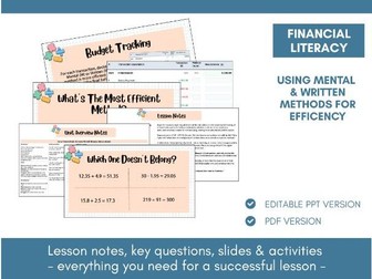 Addition & Subtraction Integers & Decimals | Financial Literacy | Lesson Notes, Slides & Activities