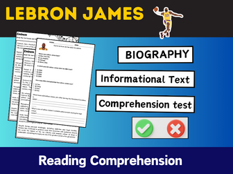 LeBron James biography , reading comprehension , information text