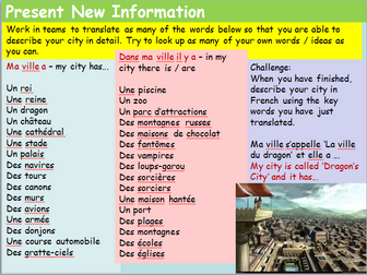 KS3 French Cover Lesson Design your own City