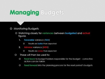 AQA Accounting - Entire Topic Resource - ACCOUNTING A Level (year 1) - 3.9 Budgeting