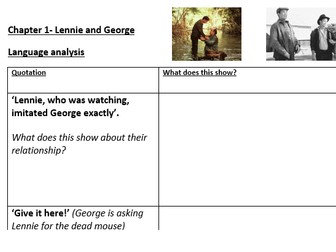 Lennie and George's relationship worksheets