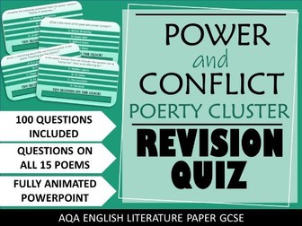 Power and Conflict Poetry Revision Quiz